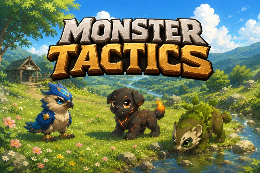 Monster Tactics — creatures in a sunlit valley